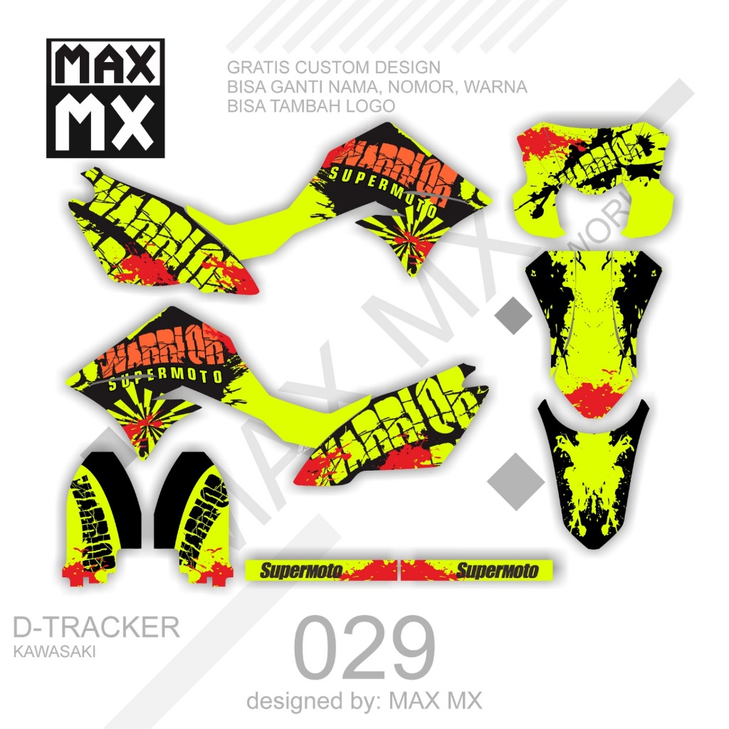 decal stiker full body sticker  dtracker variasi striping motif supermoto hijau bercak hitam simple 