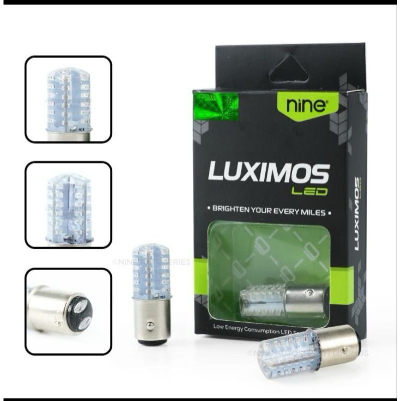 NINE LUXIMOS LED S25 JELY SB3 48 MATA LED MODE KEDIP LAMPU STOP REM MOTOR DAN MOBIL ORI LUXIMOS BAY 