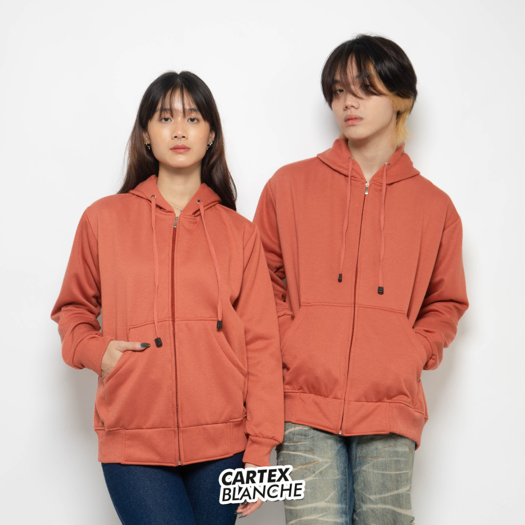 GRAB CARTEXBLANCHE - Jaket Hoodie Zipper Polos Unisex Pria - Wanita Size M - XXL **