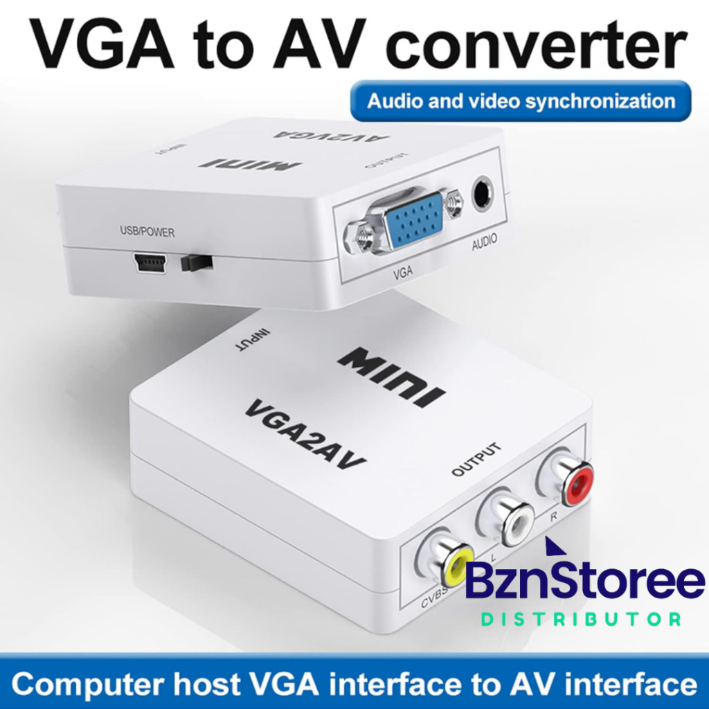 VGA2AV | CONVERTER VGA FEMALE TO AV FEMALE `MINI` + KABEL USB 5 PIN MALE / VGA2AV /VGA to RCA CONVER