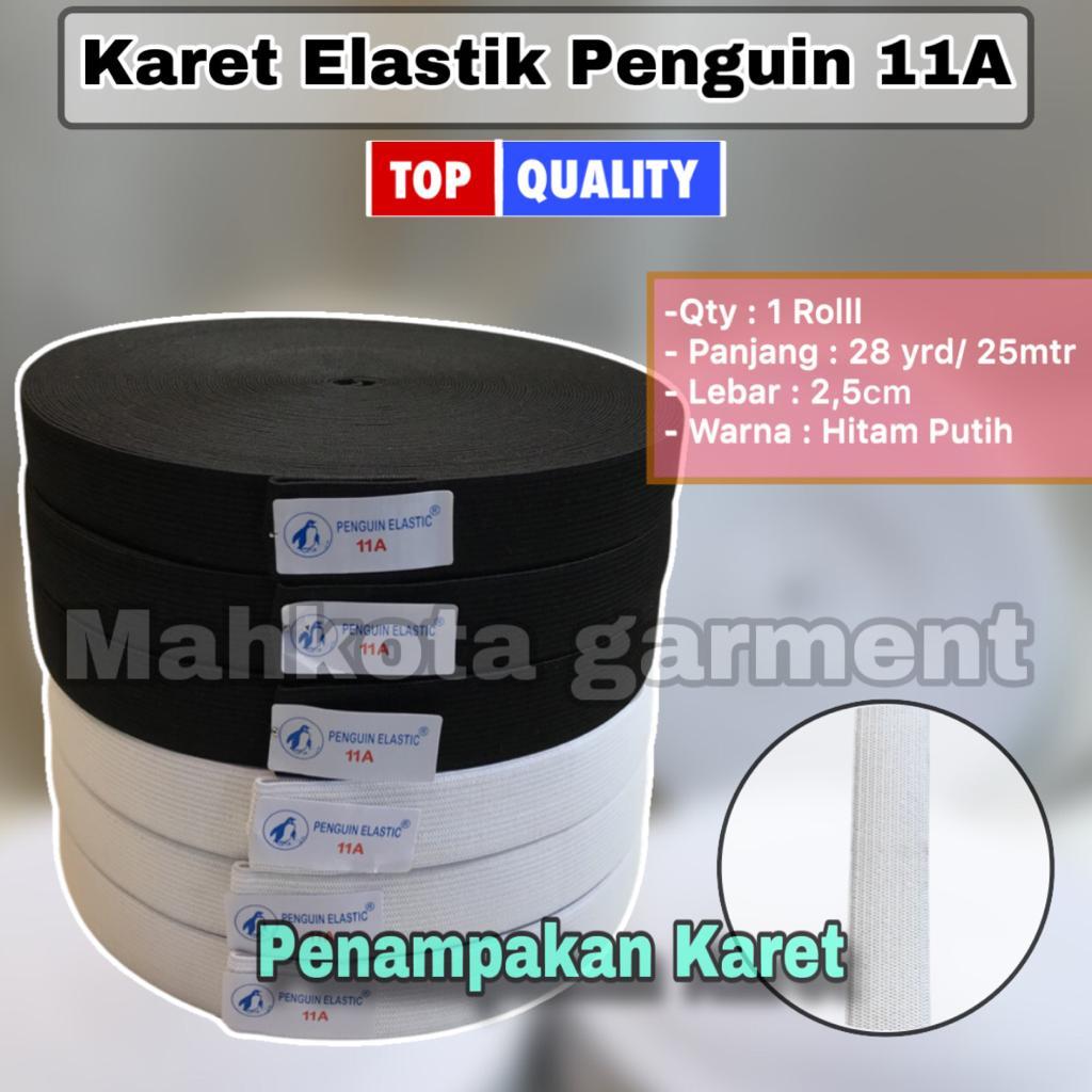 Karet Elastik Penguin 11A | Karet elastis celana  2,5cm / 25mm panjang 28 yard/Roll | Karet dasi cel