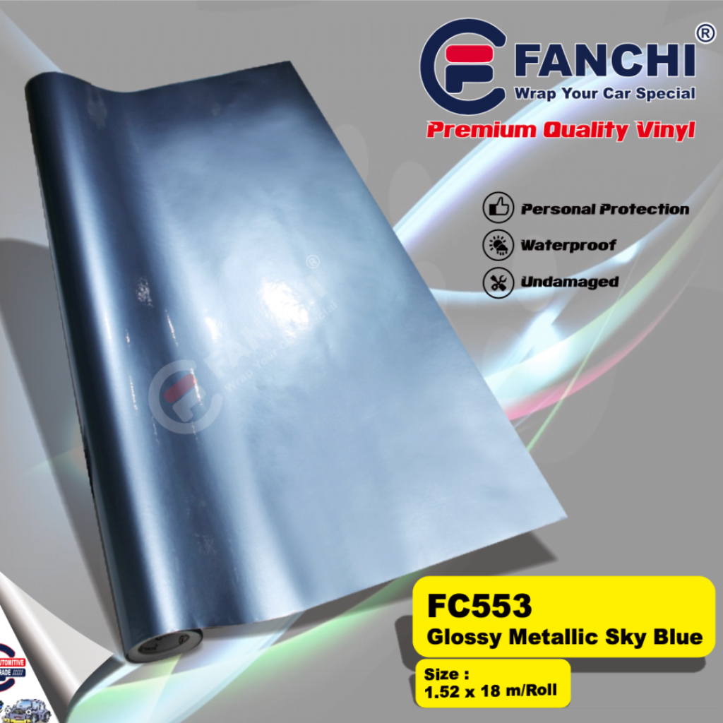 RB Stiker Skotlet Biru Langit Sky Blue Metalik Glossy Metallic Candy FC 553 Fanchi Gloss 50 cm Warna