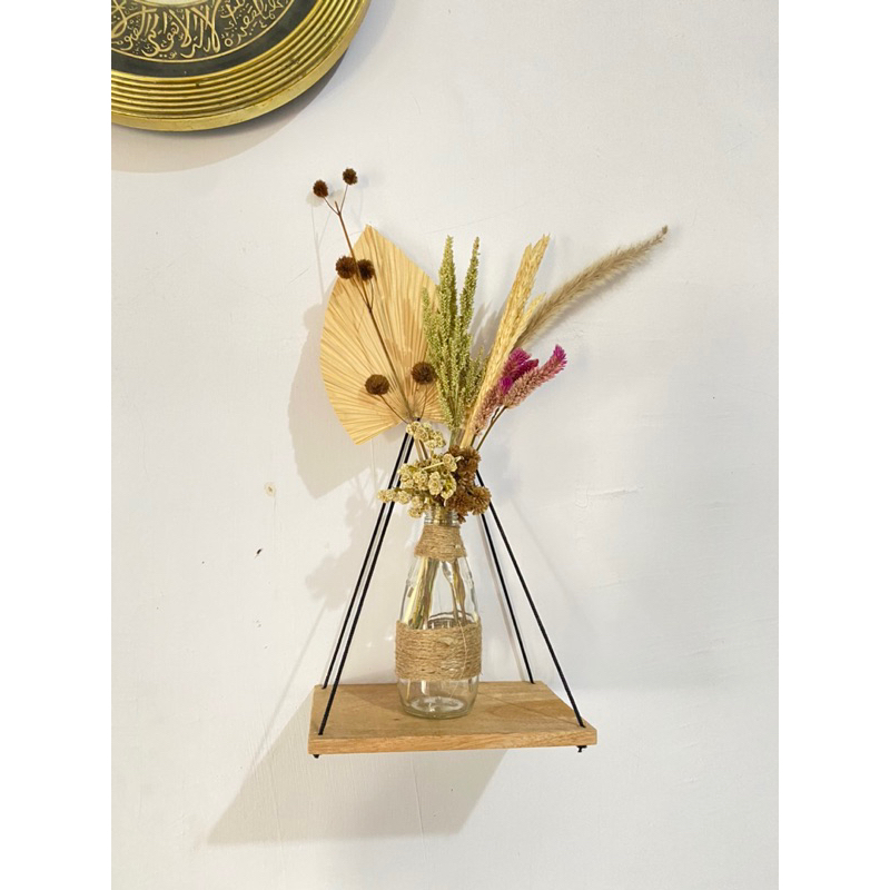 Paket Bunga dan Vas Kaca Lengkap Dekorasi Rustic Dekorasi Meja Bunga Kering