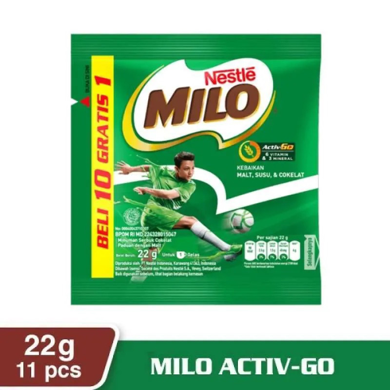 

Milo renceng isi 10 sachet bonus 11 x 22gr