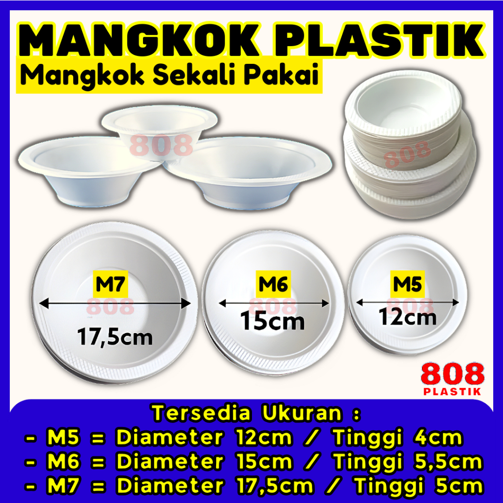 

Mangkok Plastik M5 M6 M7 | Mangkuk Putih Susu | Mangkok Makan Sekali Pakai Ukuran Kecil 5" Sedang 6" Besar 7" | Mangkok Plastik Pesta Ultah