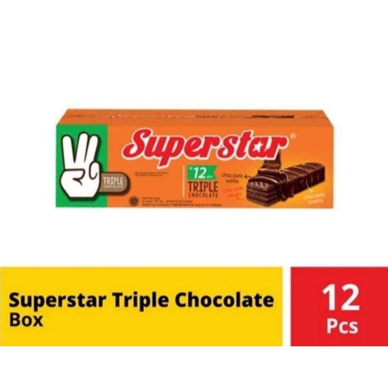 

1 pack Wafer stick superstar cokelat isi (12 pcs x 16 gr)