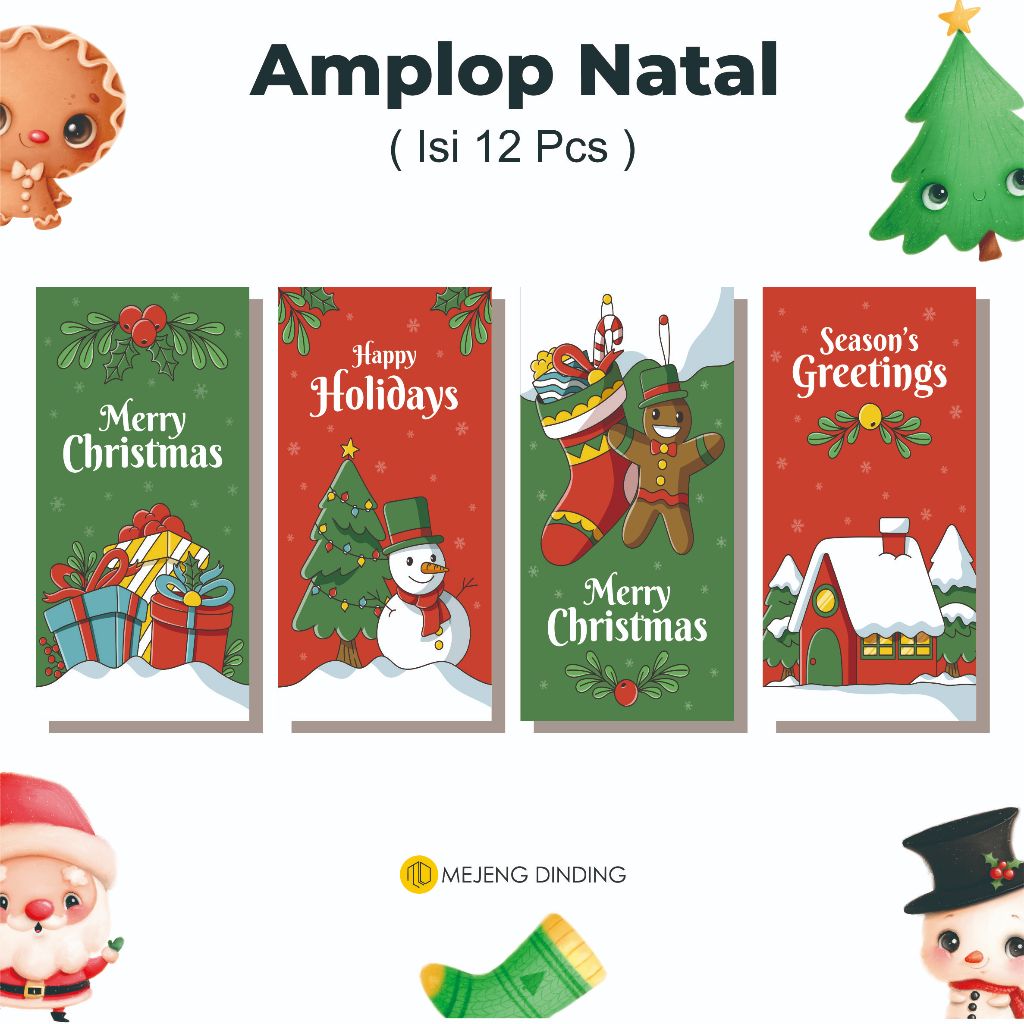 

(ISI 12 PCS) Amplop Natal / Amplop Natal Aesthetic / Angpao Natal / Ampau Natal / Merry Christmas / Amplop Natal Lembaran / Christmas Xmas Santa Claus Sinterklas / Angpao Natal Angpau Merry Christmas Hongbao Amplop Natal Ukuran Panjang 4