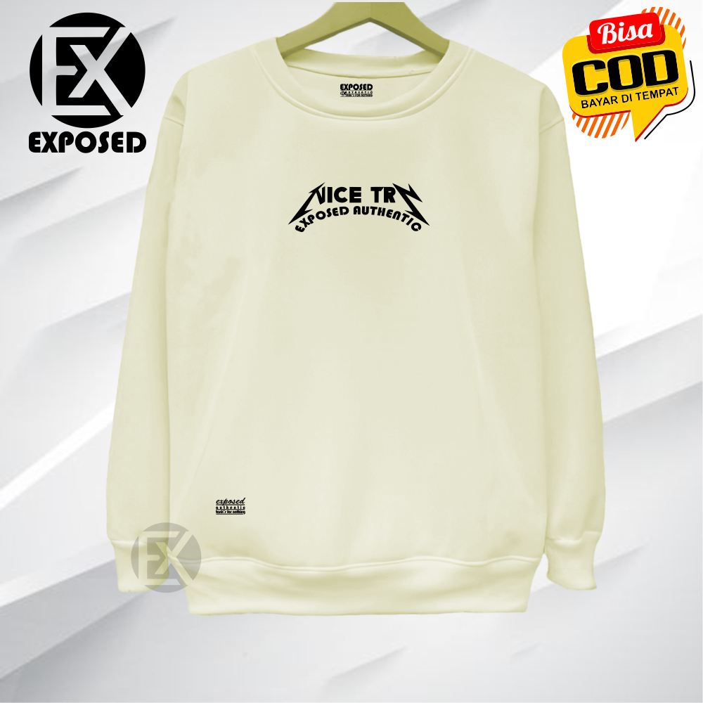 CN Crewneck Unisex Oblong Cream Sablon Simple List NICE TR Switer Oversize Cowo Cewe Distro Kekinian