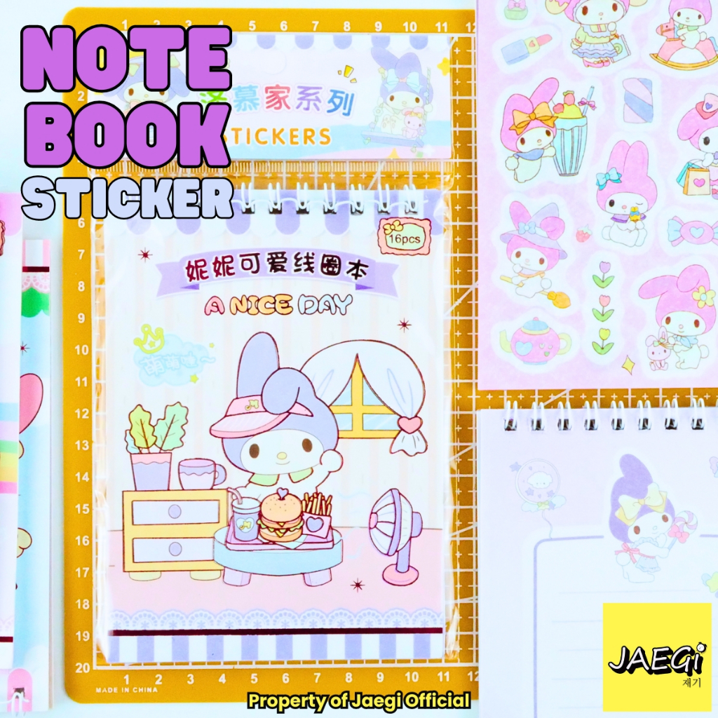 

JAEGi - Note Book + Sticker Premium Sanrio Buku Tulis Stiker 16 Lembar