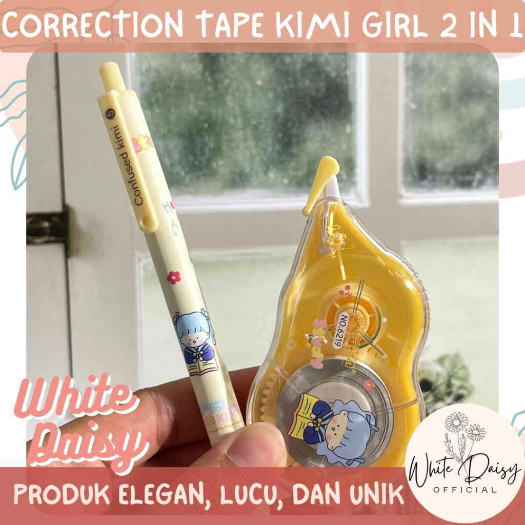 

Correction tape Kimi Girl 2 in 1 premium motif kimi + Pulpen lucu imut