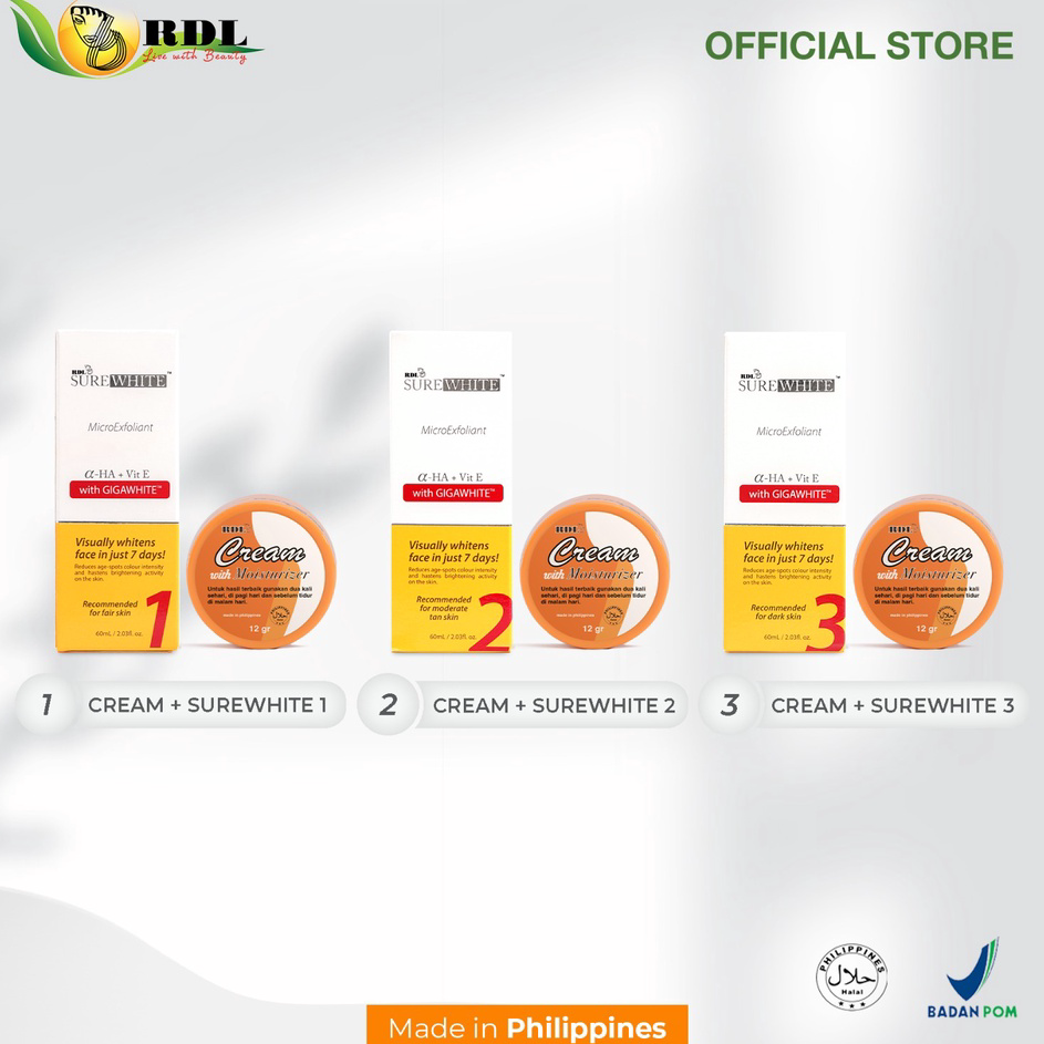 BLCT9115 Ready Stok RDL Surewhite Microexfoliant dan Cream with Moisturizer 12 gr