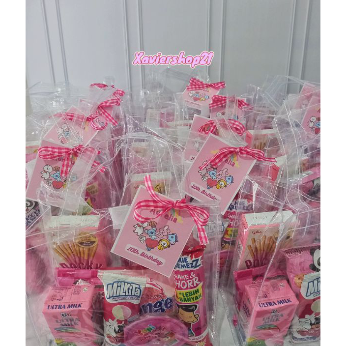 

JPRK3237 Stok terbaru Paket Snack Tema Pink Premium Tas Mika (Free Card)