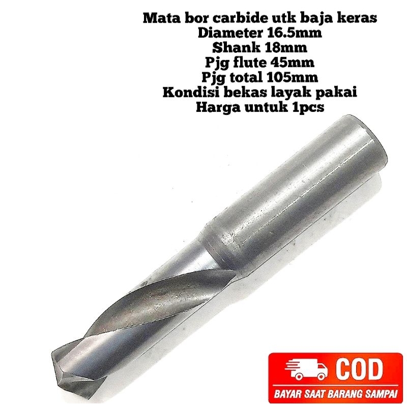 Mata bor carbide bor baja keras harden dll 16.5mm Shank 18mm bukan bor nachi hss