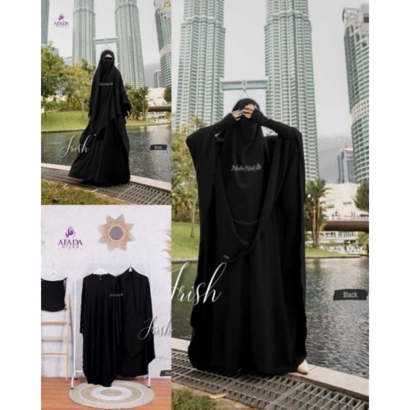 Irish Afada Hijab Gamis set syari crinkle premium french khimar free cadar
