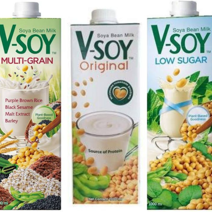 

JJKB0474 [PROMO MURAH!!!] Vsoy Susu Kedelai Original / Multi Grain | V-soy Soya Milk 1 Liter UHT