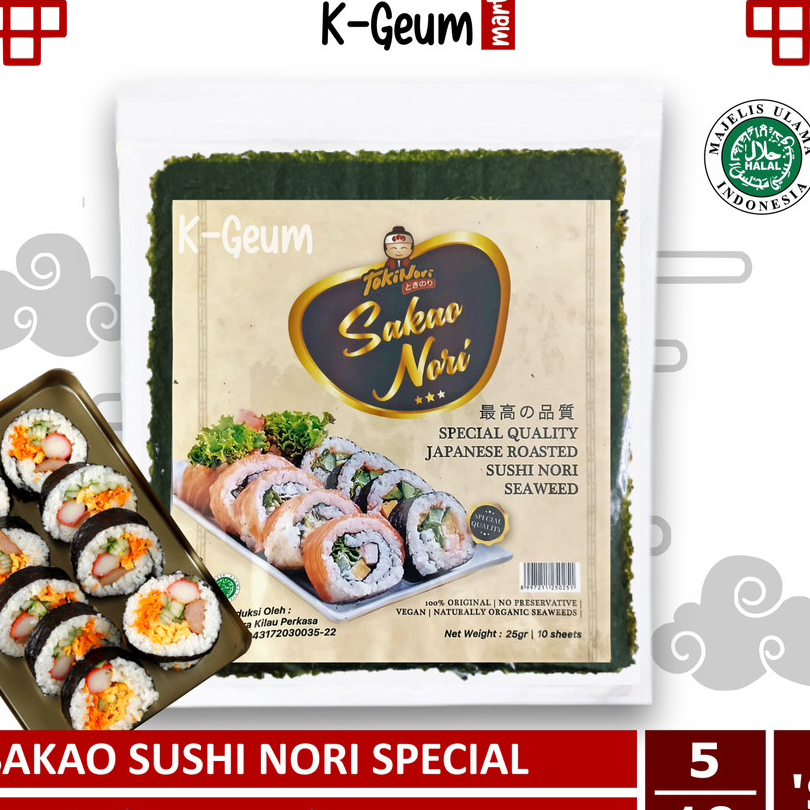 

MKHT9308 ORIGINAL% Sakao Sushi Nori Spesial Gimbap Kimbap Korea Rumput Laut Roasted Halal