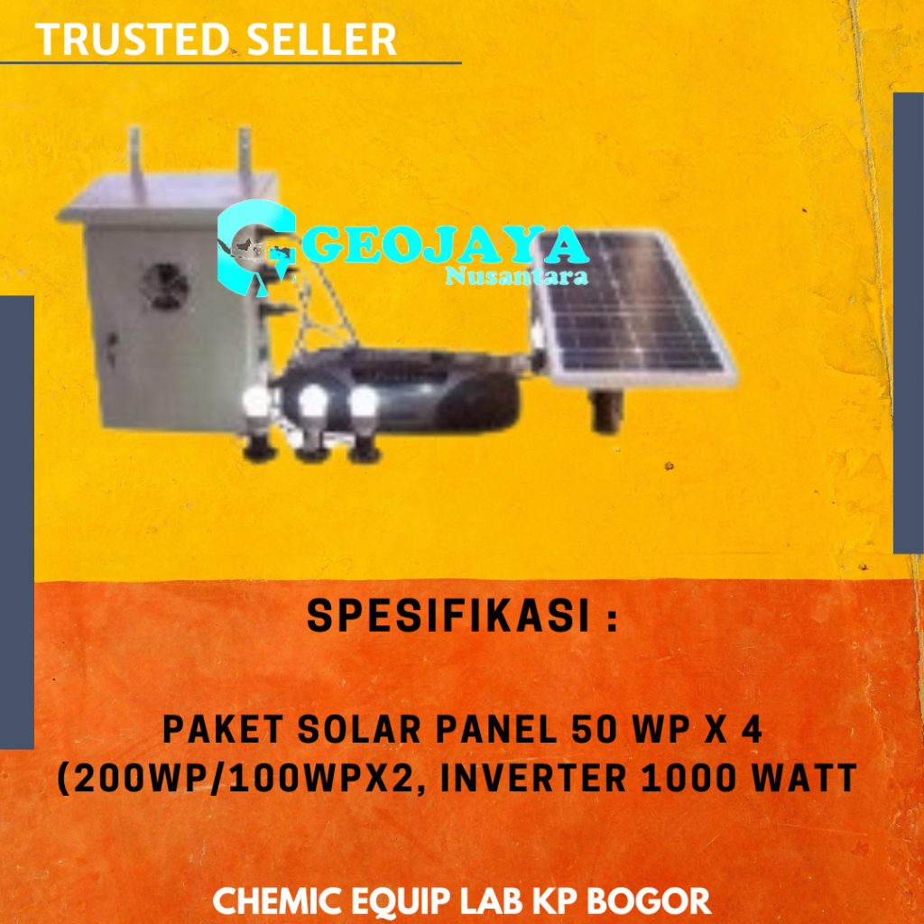 Paket Solar Panel 50 WP x 4  (200wp/100wpx2, Inverter 1000 Watt