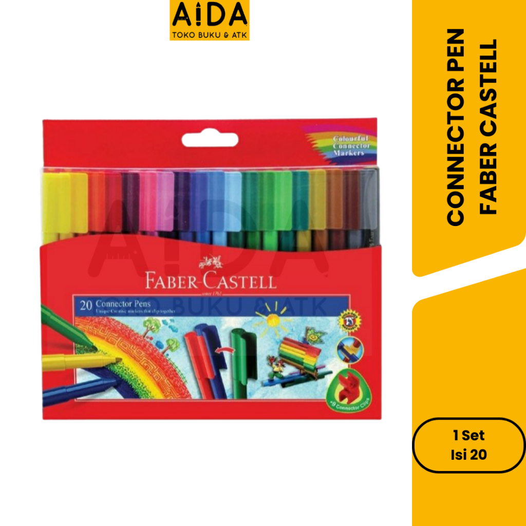 

Konektor Pen Spidol Warna FABER CASTELL 20 Warna / Connector Pen FABER CASTELL 20 Warna Murah