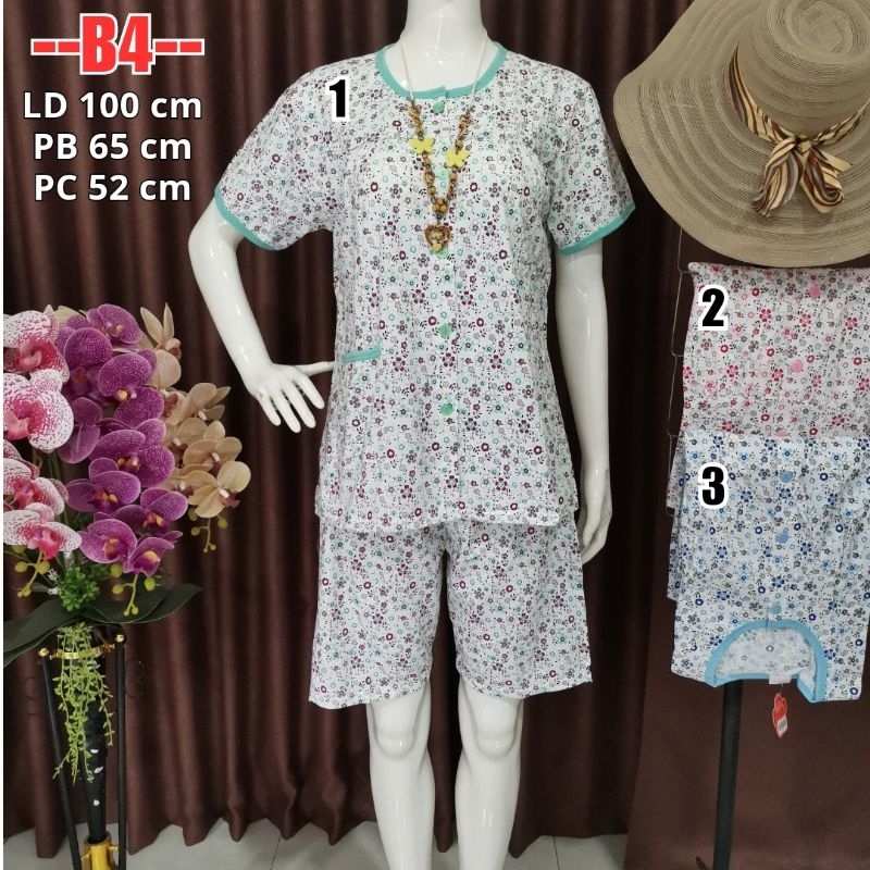 B04 - Baju Tidur Babydoll BKH setelan 3/4 kaos pendek Baju Tidur Kancing Depan Baju Busui Piyama