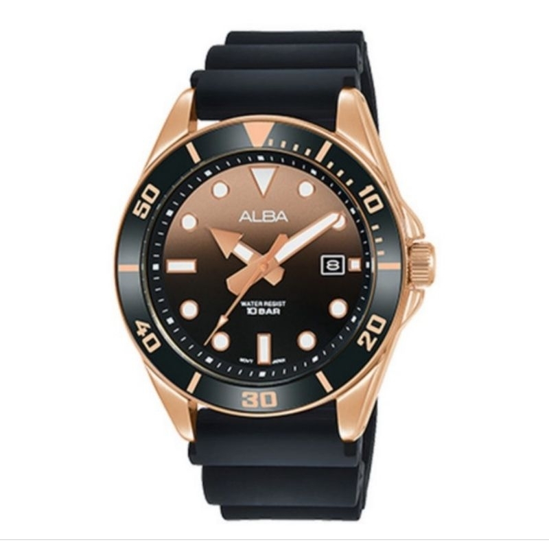 Jam Tangan Pria Alba Quartz Silicon Strap AG8K20 AG8K20X1 Original