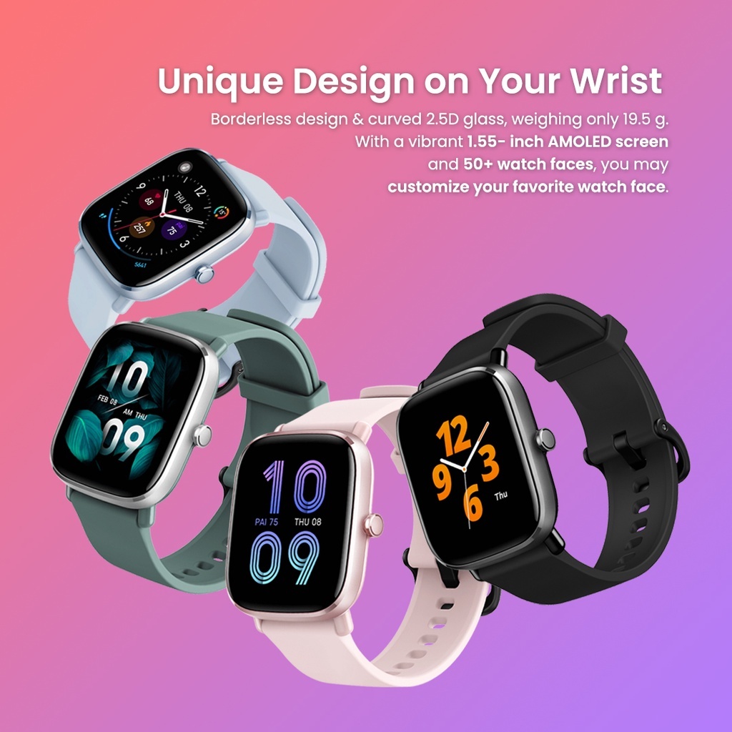 promo jam tangan pria wanita Amazfit GTS 2 Mini Smartwatch 1.55" AMOLED Screen GPS jam tangan terbar