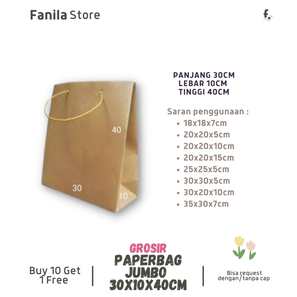 

[GROSIR] Paperbag Coklat 30x10x40cm/ Paperbag kertas/ tas kado