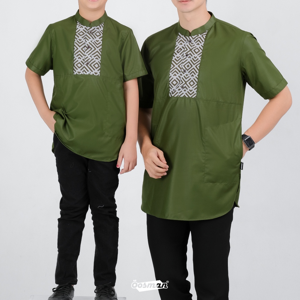 Baju Kurta koko pria dan anak batik bahan toyobo lengan pendek
