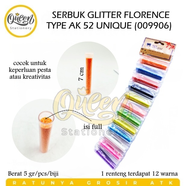 

1 TUBE SERBUK GLITTER FLORENCE RENTENG / BUBUK GLITTER POWDER