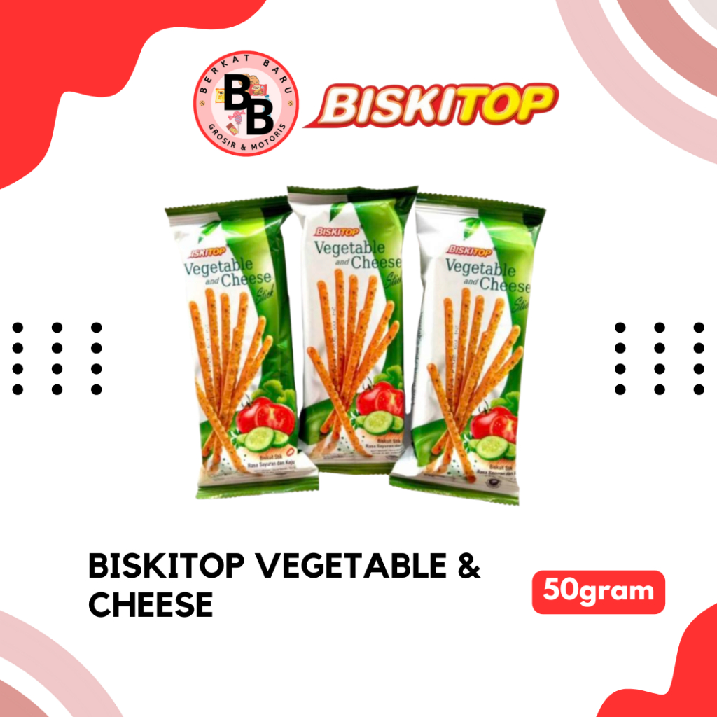 

[BB SNACK] Biskitop stick Vegetable & Chesee 50gram HARGA PER BANDED 10 PCS