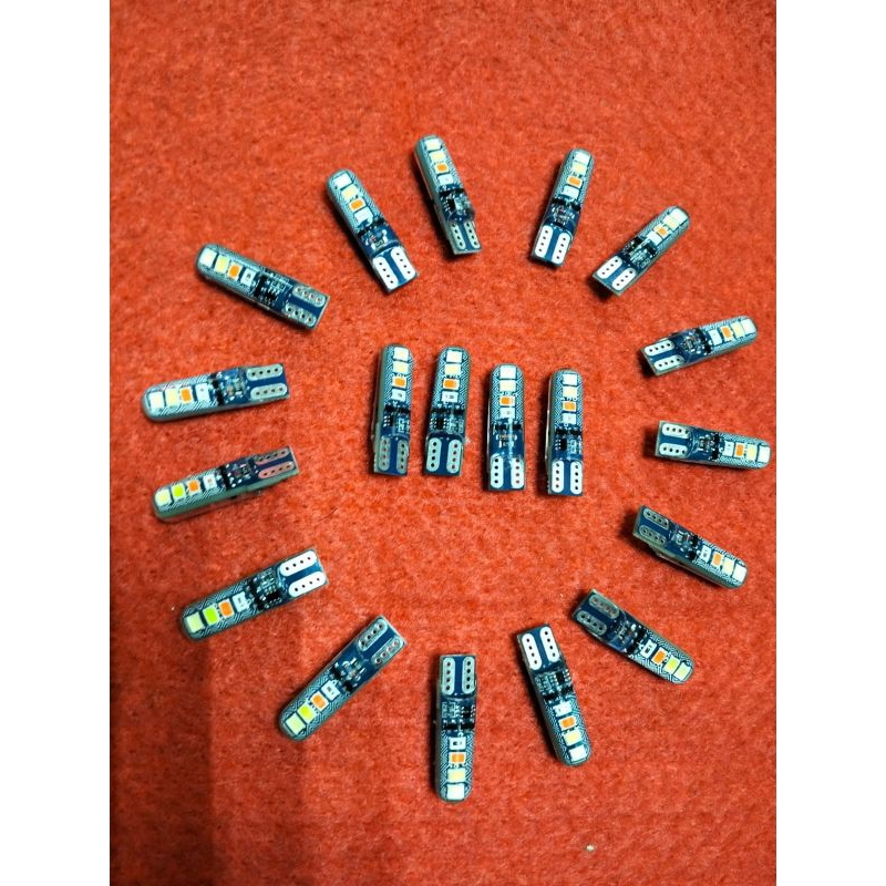 Lampu senja T10 8 LED 12v & 24 v rgb otomatis mobil motor