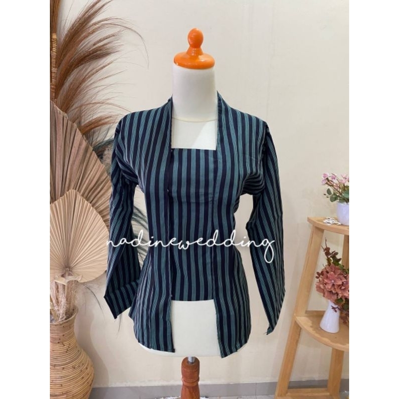 (Hijau) Baju Jawa Lurik / Kebaya Lurik - Bahan Katun