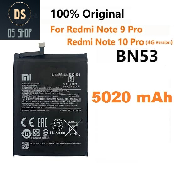 Baterai Xiaomi Redmi Note 9 Pro BN 53 BN53 Original 100% Batrai HP Batre Xiomi ORI OEM