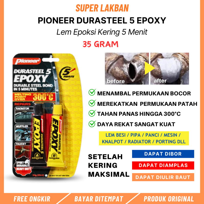Lem Besi Tahan Panas 300C Durasteel Epoxy 5 Menit Lem Mesin Radiator