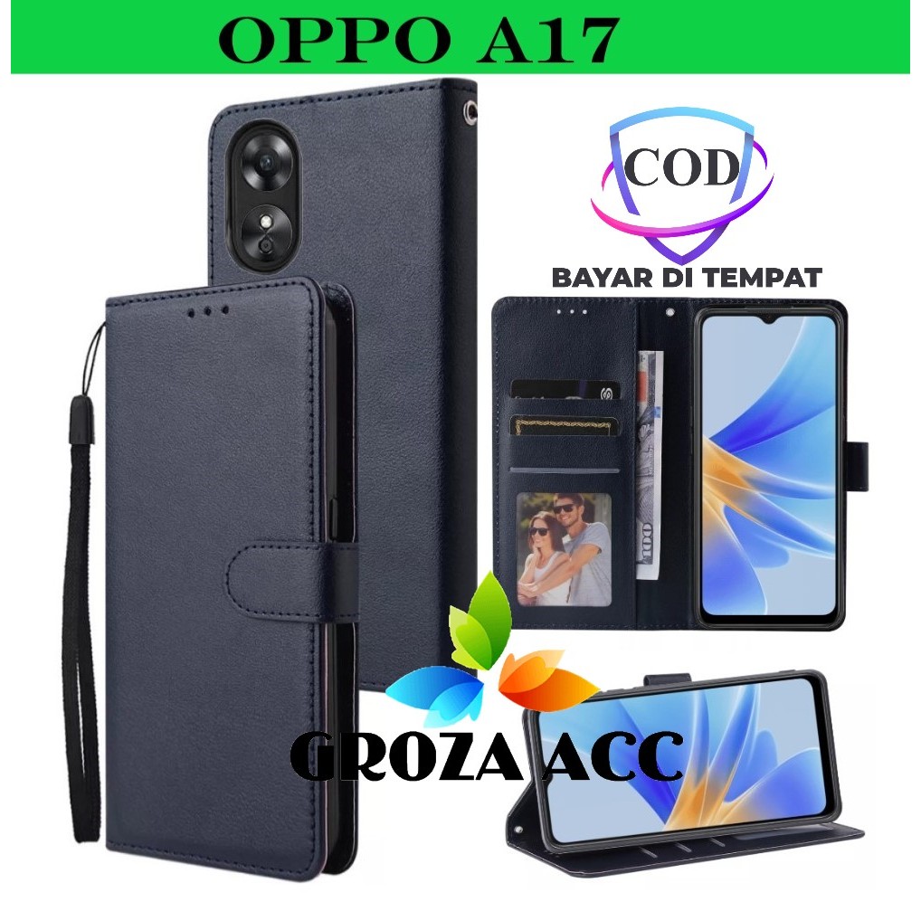 Flip Case OPPO A17 Case Wallet Kulit Casing Dompet Case Wallet Leather Flip Case OPPO A17 Casing hp 