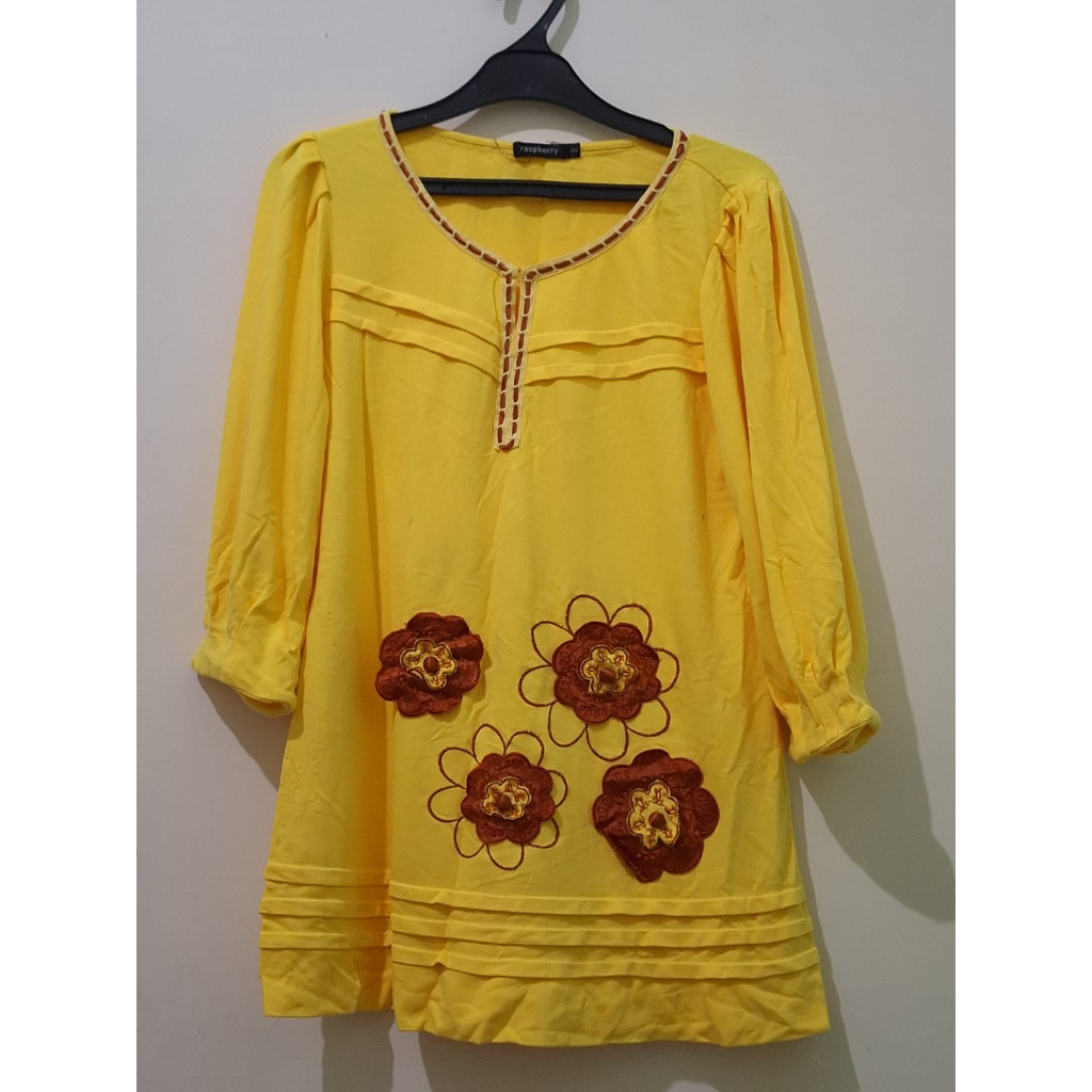 [Preloved] Blouse kuning polos RASPBERRY