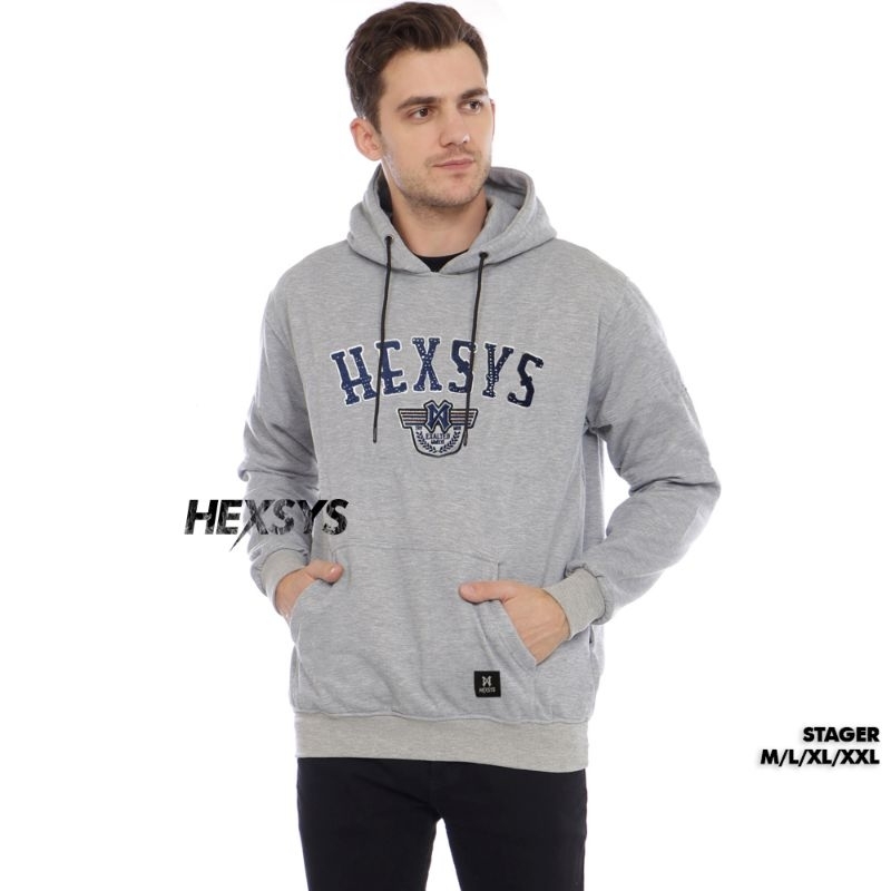 HEXSYS EXAULTED Hoodie Casual Pria cotton fleece nyaman dipakai (A1)