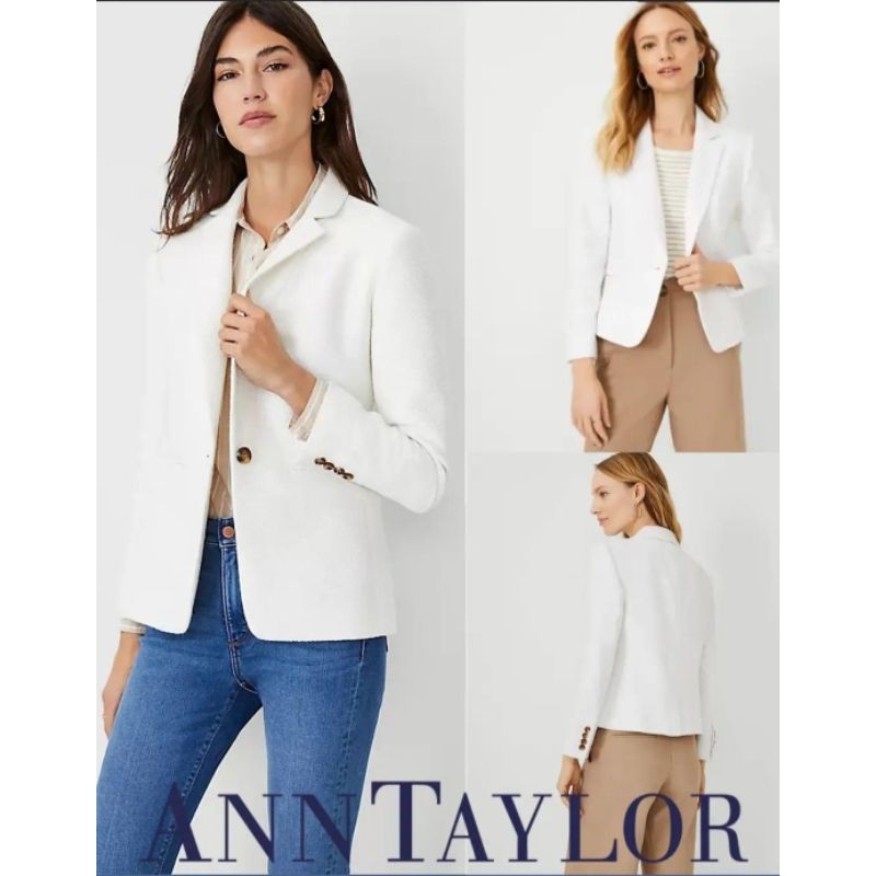 Ann taylor blazer hitton tweed white