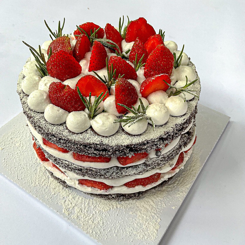 

Strawberry Stacked Chocolate Cake [17cm - 3 stack] - by Sweet Deys