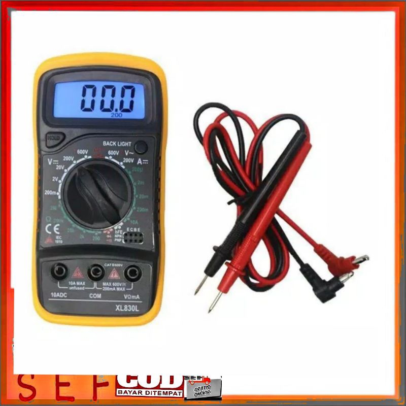 Mini Digital junejour  Multimeter AC/DC Voltage Tester - XL830L - Black