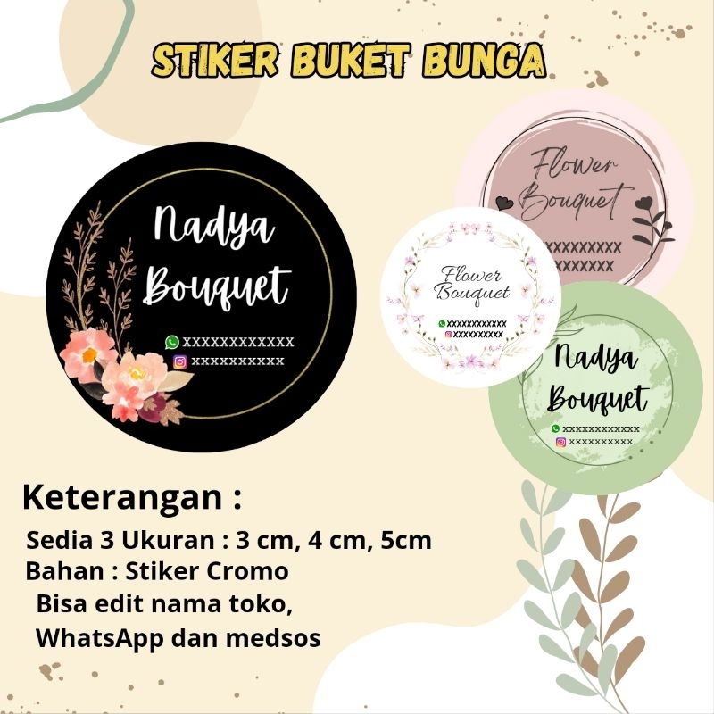 

STIKER BULAT CUSTOM / STIKER BUKET BUNGA/ STIKER CREAM