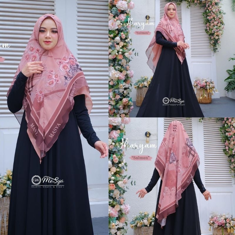Masya Set Gamis Dress Ceruty Babydoll Syari Branded Black -  Hitam - Lilac Mewah Masya Syari Origina