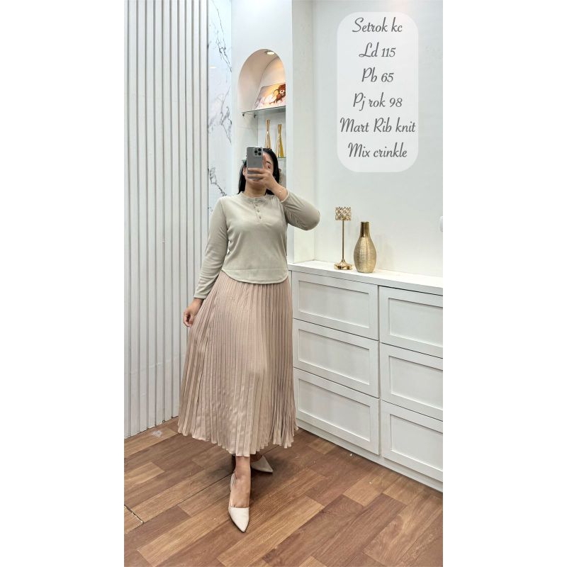 Setelan Rok Wanita Crinkle Kekinian Jumbo