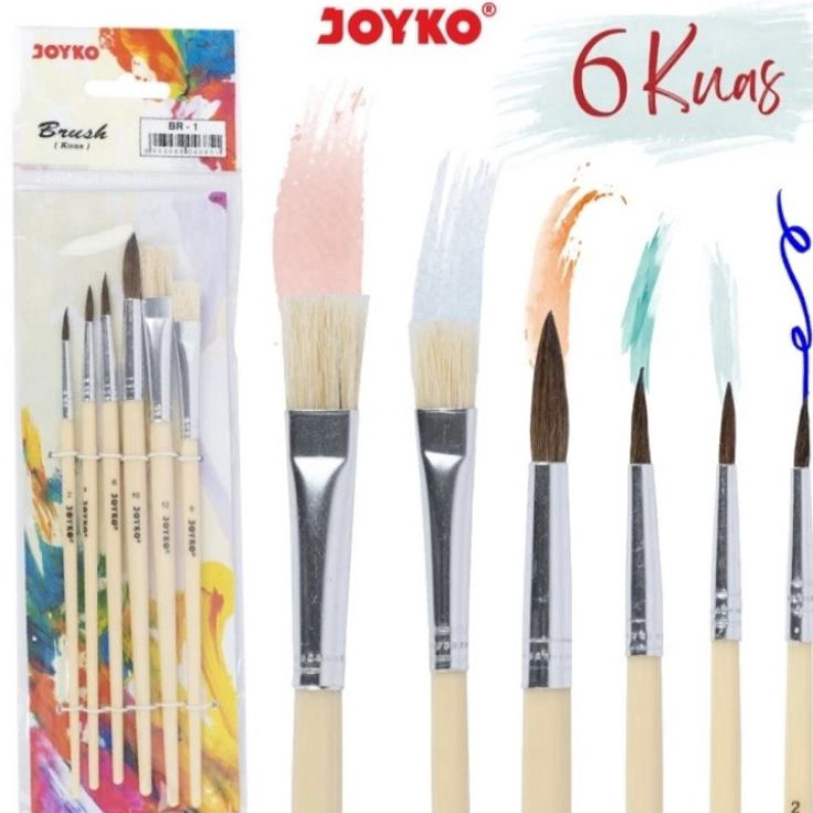 

Best Terlaris Kuas Lukis 1 Set 6 pcs Cat Akrilik Cat Air Joyko BR1