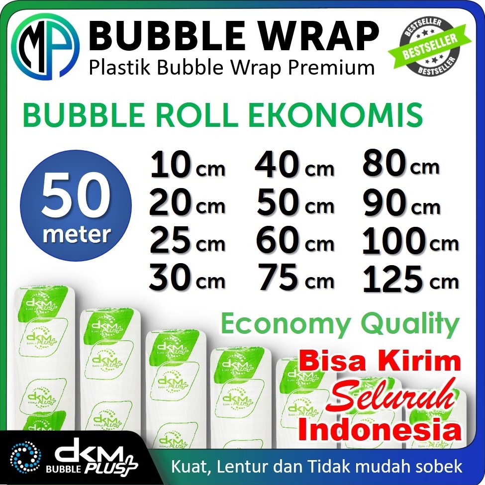 

tAe Plastik Bubble Wrap Roll Ekonomis DKM Plus Bening 50 meter / Plastik Bubble Packing Termurah