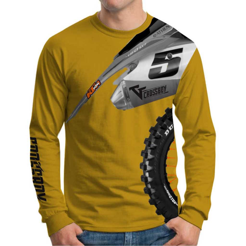 kaos motor crossboy lengan panjang pria , kaos trail ktm crossboy original , Baju Supermoto motor cr