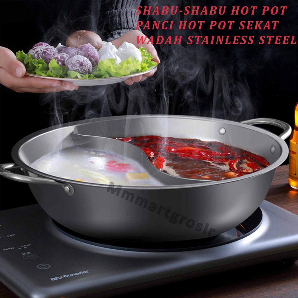 Shabu-Shabu Hot Pot / Panci Hot Pot Sekat / Wadah Stainless