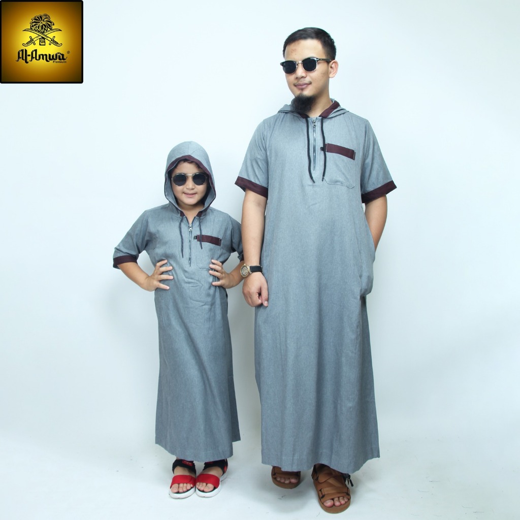 Gamis Hoodie Couple Ayah Dan Anak Al Amwa Jubah Couple Ayah Anak