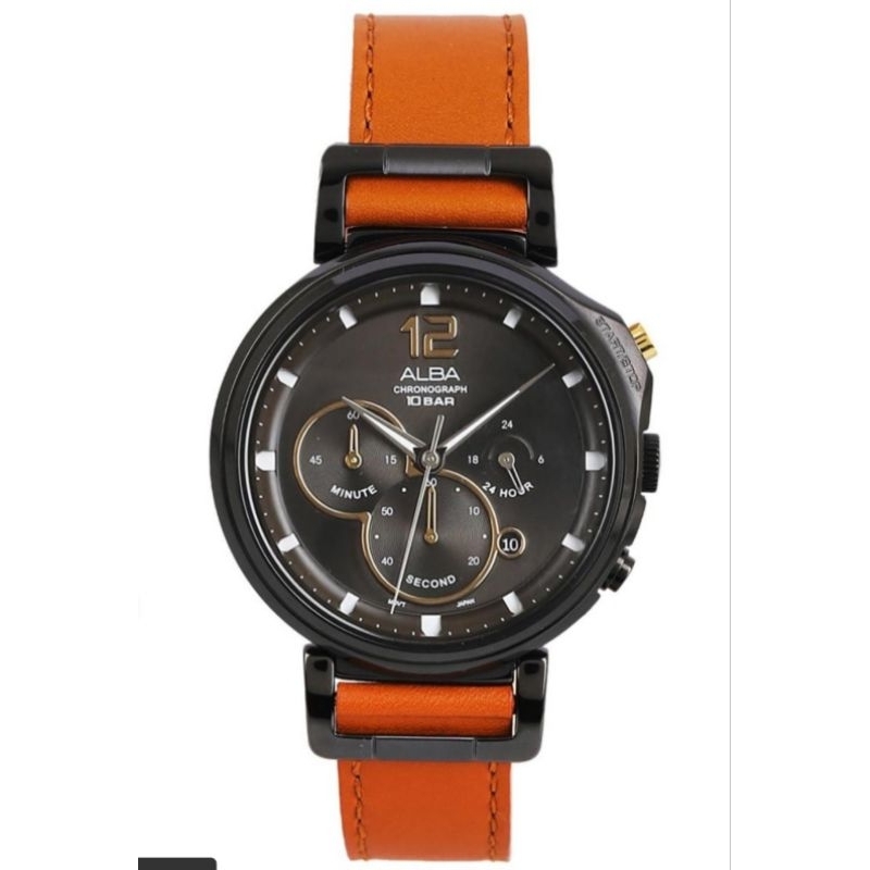 Alba AT3D69 Jam Tangan Pria Analog Quartz Tali Kulit AT3D69X1 Original