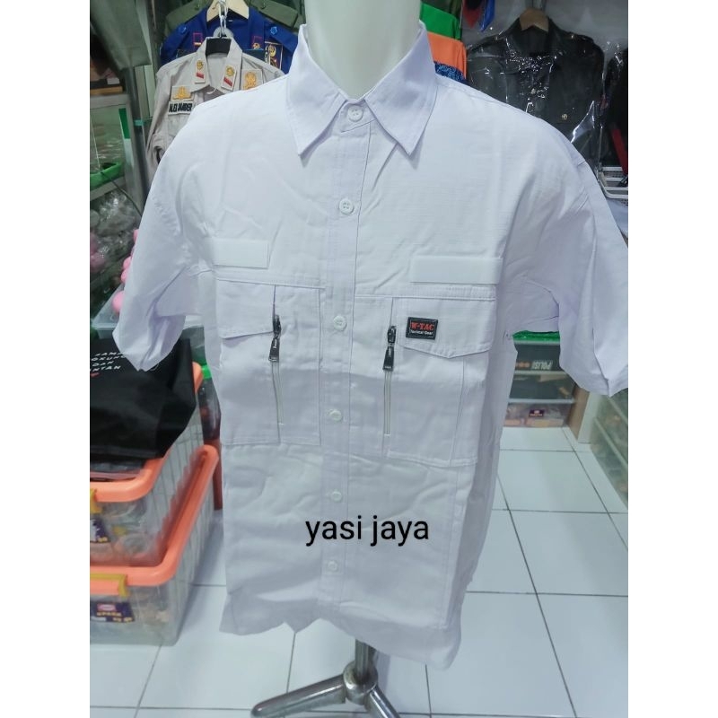 BAJU KEMEJA TACTIKAL  W-TAC | LENGAN PENDEK | WARNA PUTIH