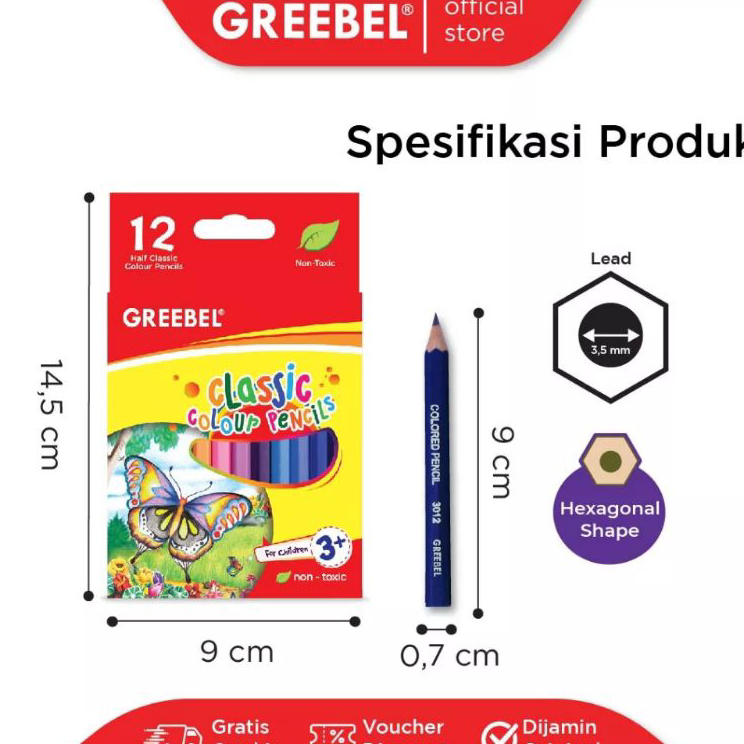 

Terbaru Pensil Warna Greebel 12 Warna pendek ( 1set/12warna ) Laris
